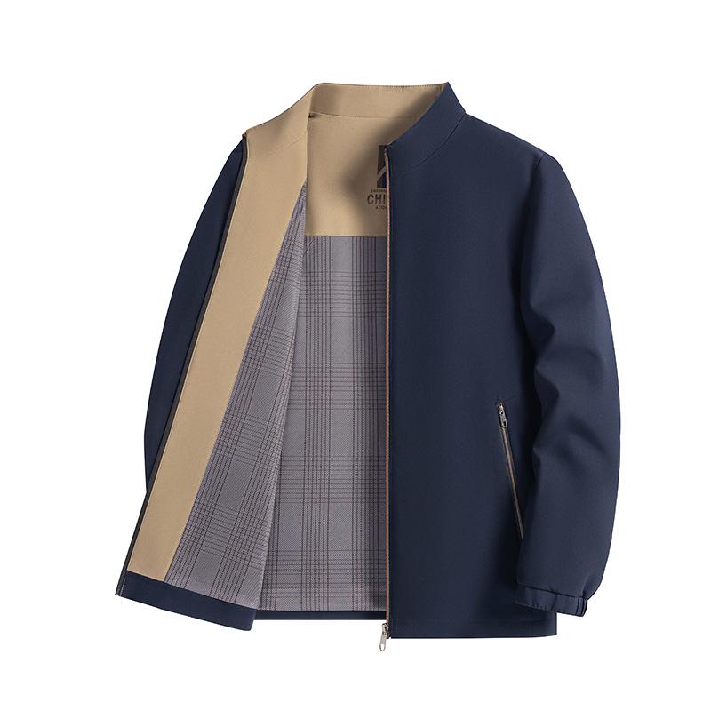Men's Spring & Autumn Casual Stand-Up Collar Jacket - Dad Style, Versatile, Loose-Fit, Lightweight