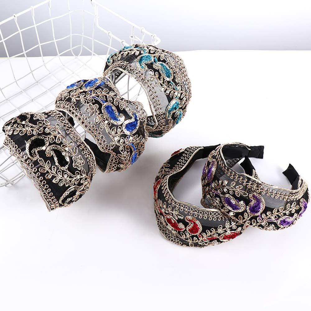 Cloth Wide Edge Korean Style Headband Headdress Female Hair Hoop Lace Embroidered Headband