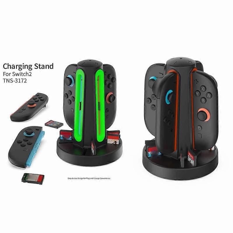DOBE TNS-3172 For Nintendo Switch 2 Joy-Con Controller 4-Slot Charging Dock with Game Card Storage