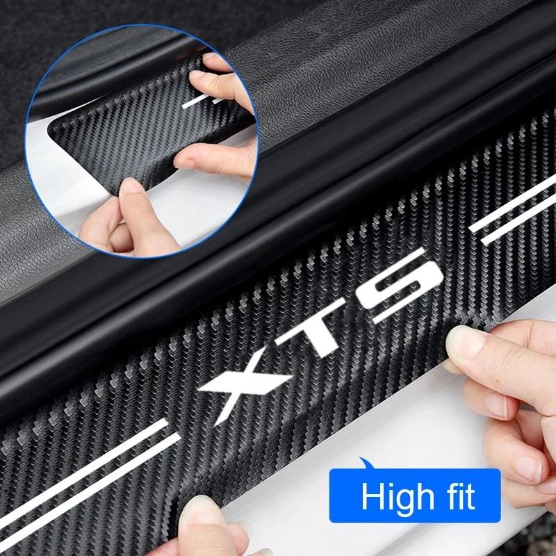 Carbon Fiber Car Door Protector Sill Rear Trunk Bumper Stickers for Cadillac XTS Logo 2025 2024 2019 2018 2017 2016 Accessories
