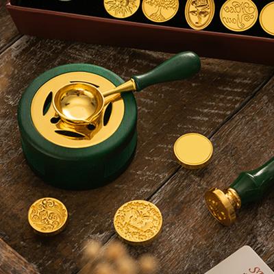1 Set Wax Melting Furnace Easy To Operate Thermal Insulation Portable Wax Seal Stamp Set Lacquer Stove with Spoon Office Accessories