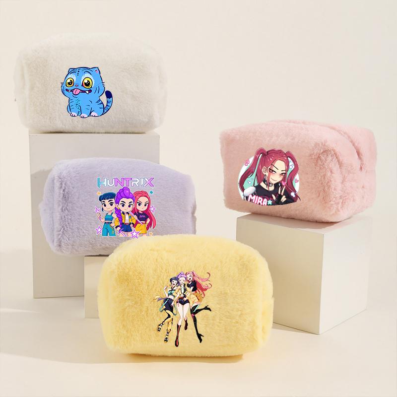 Kpop Demon Hunter Girls Women Plushes Cosmetic Bag New Makeup Bags Ladies Travel Organization Pouch Pink Pencil Case Gift