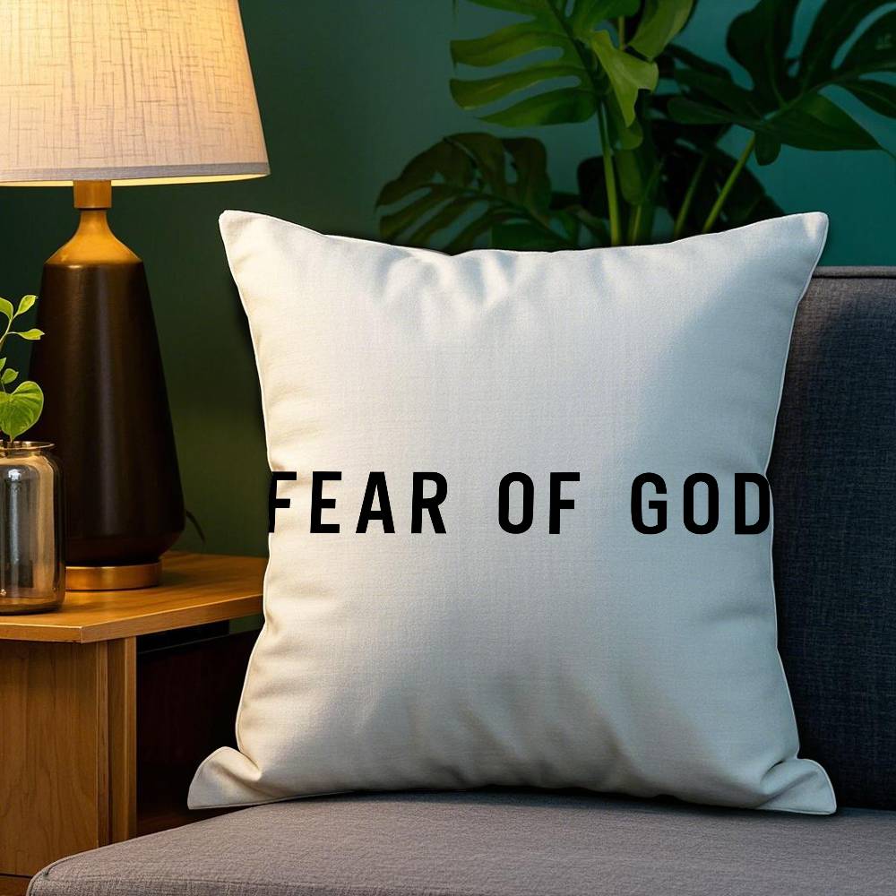 F-Fear Of God Pillow Case Anti-dustmite Pillowcase Invisible Zipper Silky Short Plush Sofa Cushion Cover
