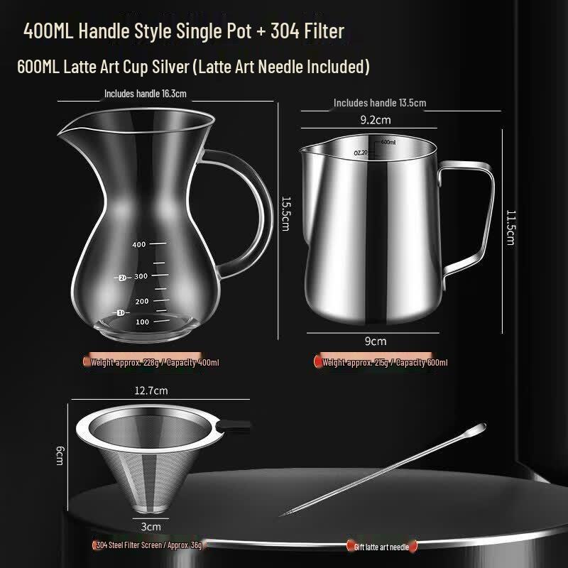 Hand-Pour Coffee Drip Pot Set with Glass Server