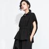 Short sleeve oversized Black vintage shirts & blouses for blouse Casual loose summer tops women button up shirt