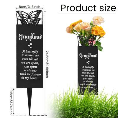 1 Pc Memorial Flower Holder Cemetery Vase with Spike Metal Flowers Holders Modern Plant Shelf for Grave Lawn Cemetery Decoration