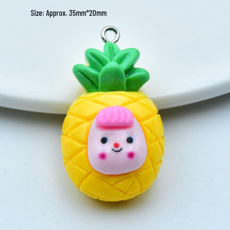 Resin Fruit Toy Pendant - 3D Strawberry & Peach Keychain DIY Jewelry Accessory