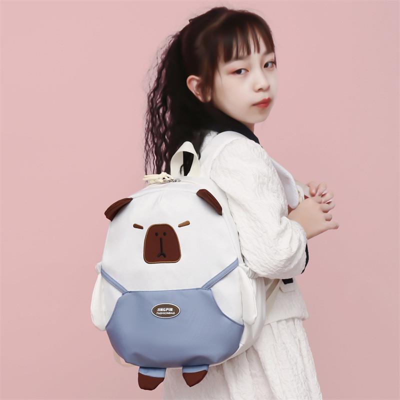 Playful Character Capybara School Backpack For Toddlers And Kids In Various Options Color