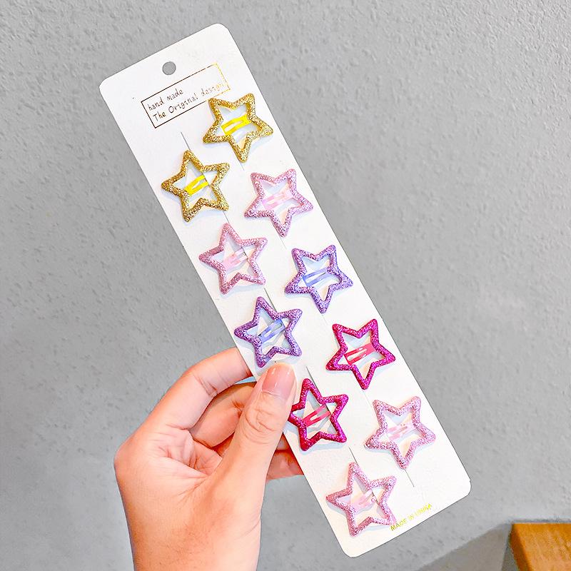 10pcs/set Cute Colorful Star Waterdrop Shape Hair Clips For Girls Children Lovely Hair Decorate Hairpins Kids Hair Accessories