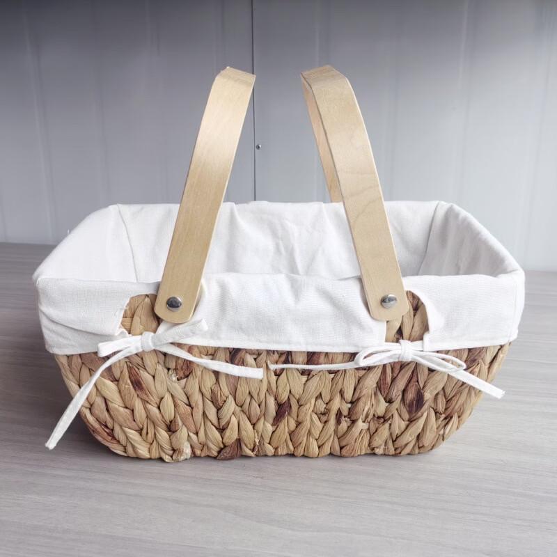 Handmade Wood Woven Picnic Storage Basket