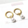 Vintage Pearl Pendant Earrings for Women, 18K Gold-Plated Titanium Steel Studs, High-End Luxury Design
