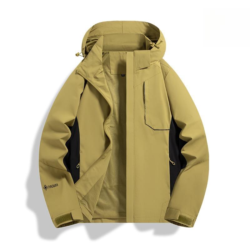 Shock-up Men's Spring and Autumn Solid Color Outdoor Windproof Waterproof Sports Mountaineering Outdoor Hooded Jacket
