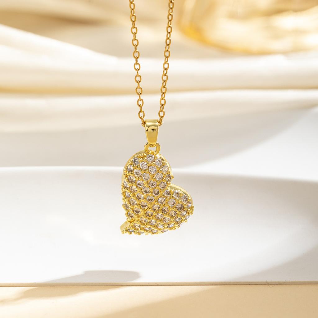 Small Heart Zircon Pendant Necklace For Women Minimalist Fashion Collarbone Chain Dainty Love Design