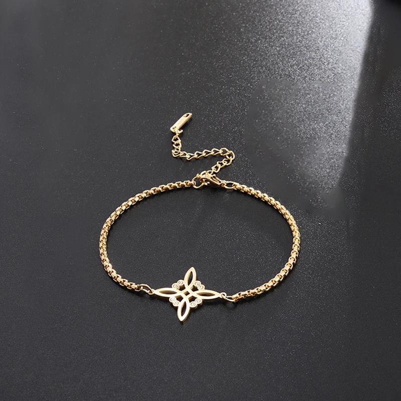 Silver Stainless Steel Witch Knot Pendant Necklace Celtic Knot Lucky Jewelry Christmas Gift for Friends Family