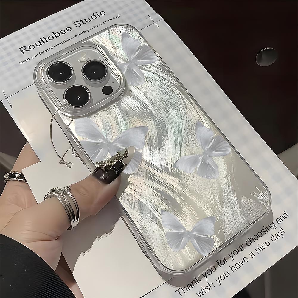 Pink Butterfly Wing Pattern Silicone Phone Case For iPhone 11 12 13 14 15 16 17 Pro Max 17 Air X XR XS Shockproof Bumper Cover