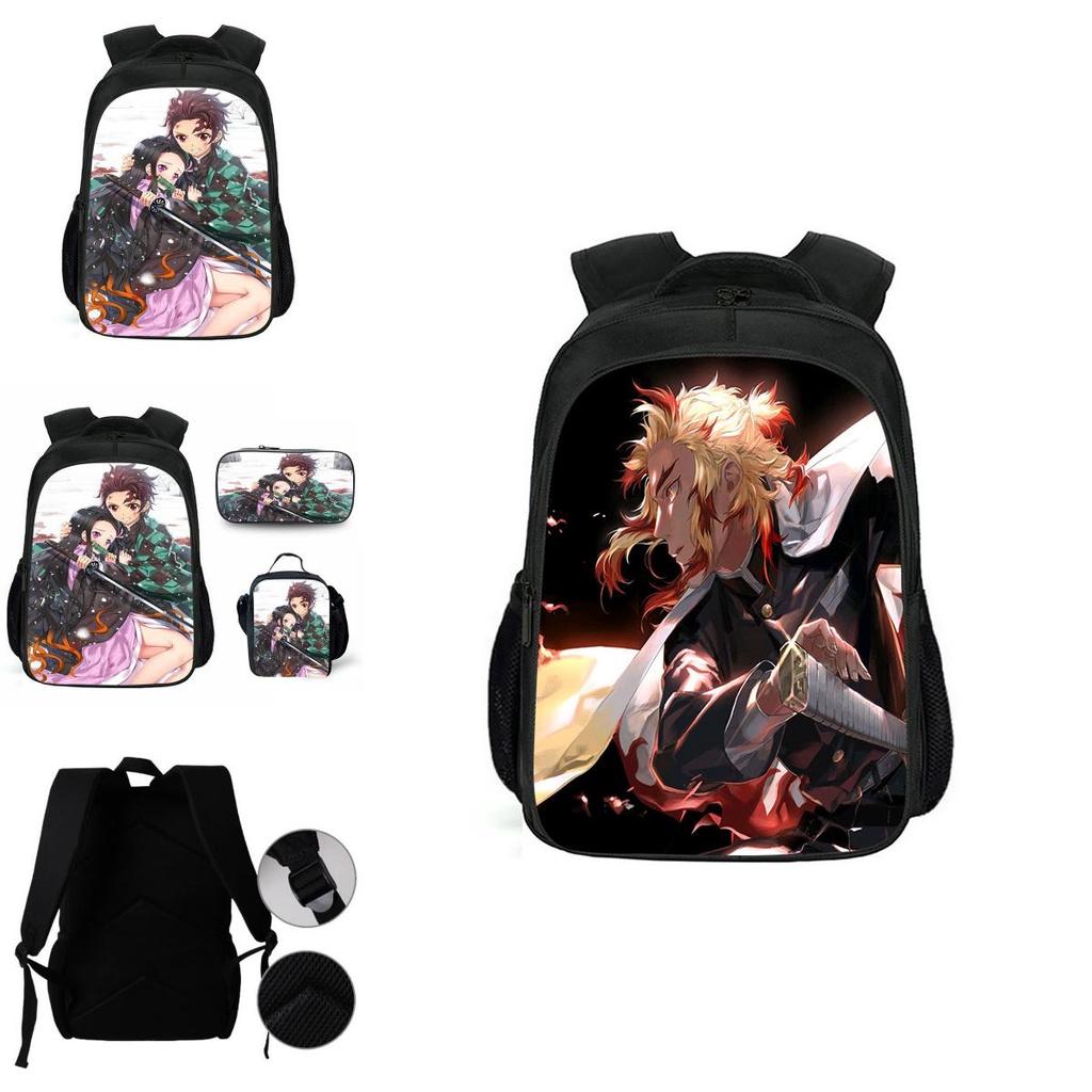 Eye-catching Demon Slayer Kimetsu No Yaiba Print Backpack With Organized Storage Compartments