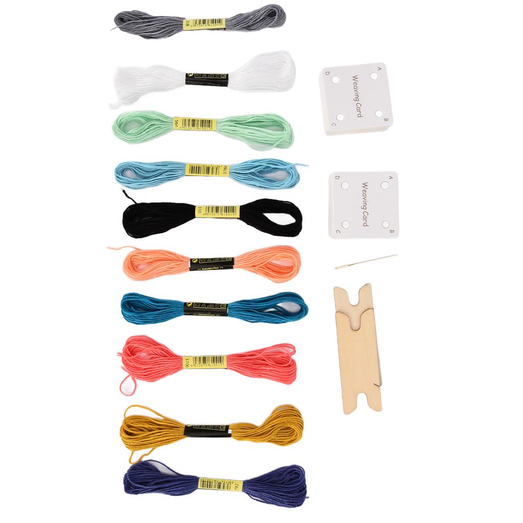 30pcs Weaving Cards Practical White Tablet Weaving Cards with Shuttles Embroidery Threads for DIY