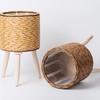 Supporto per piante in rattan intrecciato a mano, materiale ecologico giallo, robusto e durevole, design multilivello per uso interno ed esterno