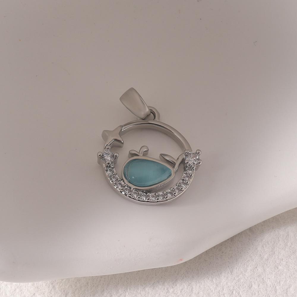 Elegant Women's Silver Blue Diamond Water Drop Pendant Necklace
