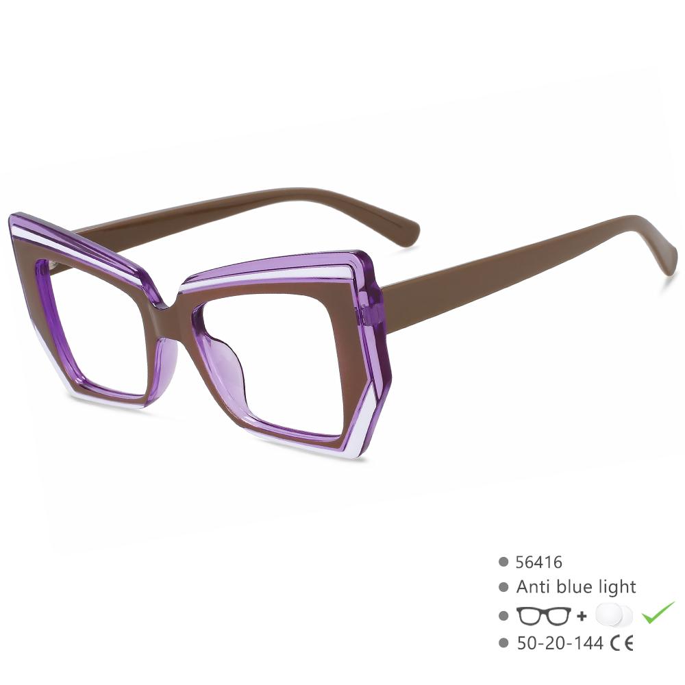 56416 Women Luxury Designer Color Stitching Eyeglasses for Ladies Anti Blue Light Blocking Glasses Frame Optical Frame