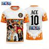 Summer 2026 One Piece Ace X French "Mecha Flame" Soccer 3D Print Breathable Quick-drying T-shirt for Men and Women Top