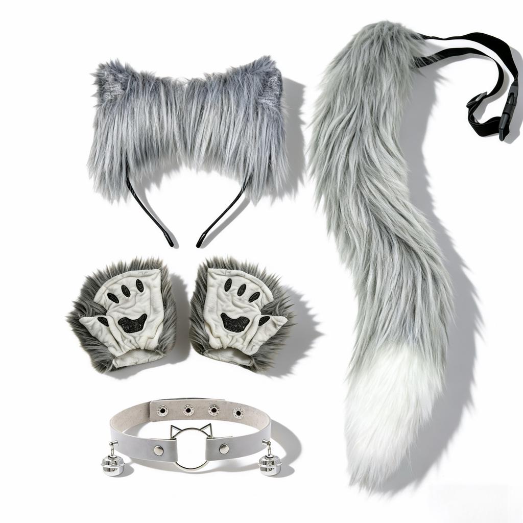 New Halloween-style fox mask for masquerade balls, featuring a half-face fox demon cat mask and a fox tail accessory
