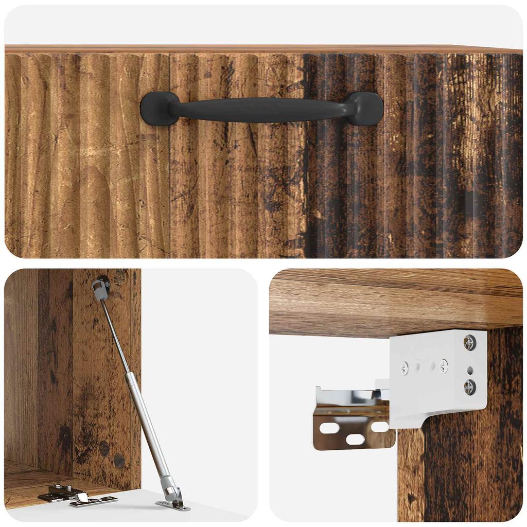 Wall Mounted TV Cabinet Reclaimed Wood Look 59.5 x 41 x 30 cm