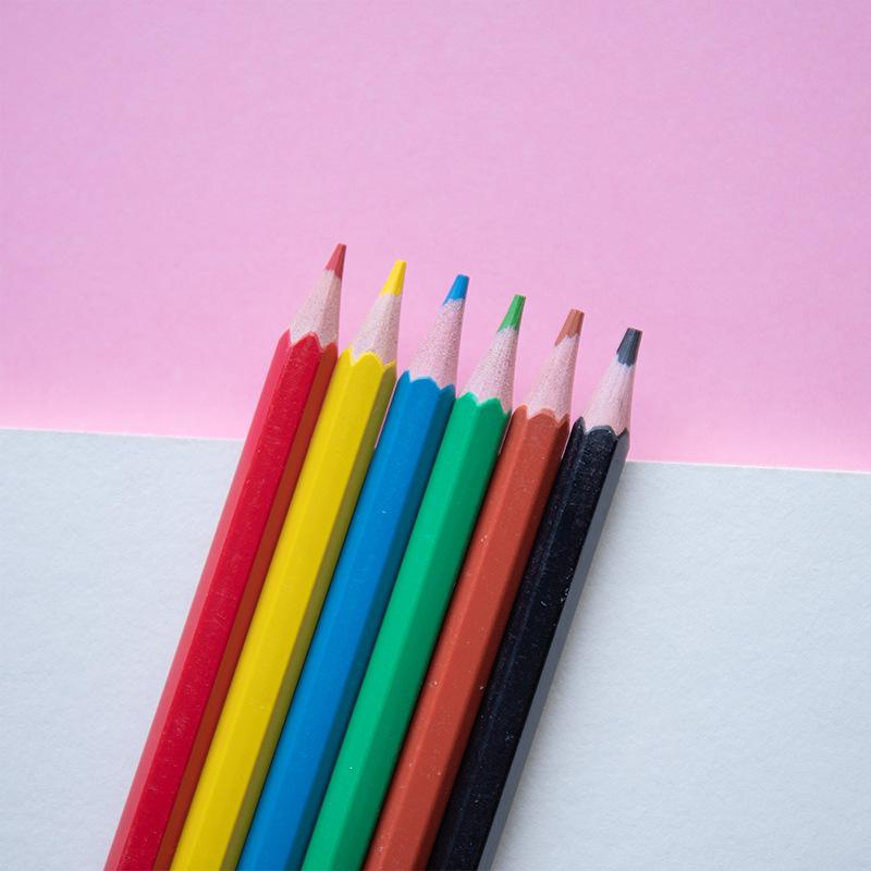 6 Color 3.5in Mini Short Kids Colored Pencils Elementary School Students Drawing Coloring Pen Set Art Stationery School Supplies