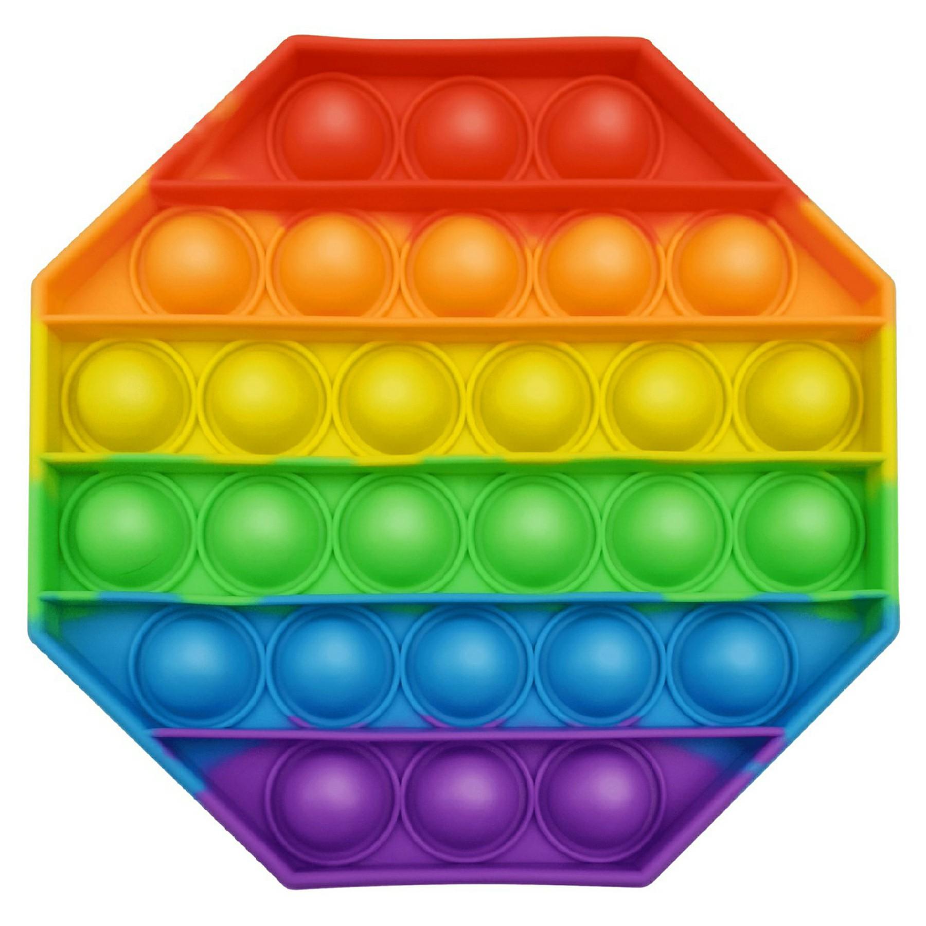 Rainbow Pop It Toy Silicone Bubble Sensory Game Stress Relief Kids Educational Toy C