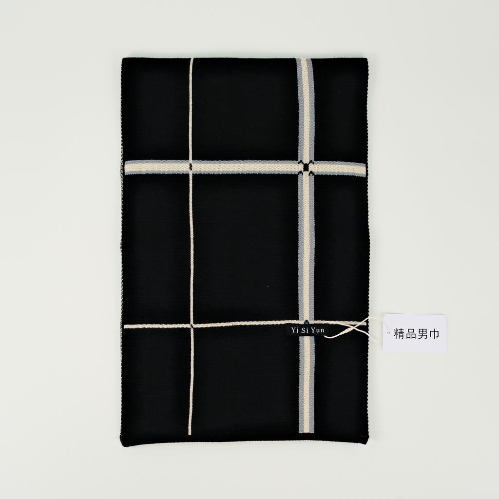 Men's Classic Winter Scarf Cashmere Feel Winter Scarves Long Formal Soft Scarf for Men Casual Scarves Luxuriously Plaid Scarf