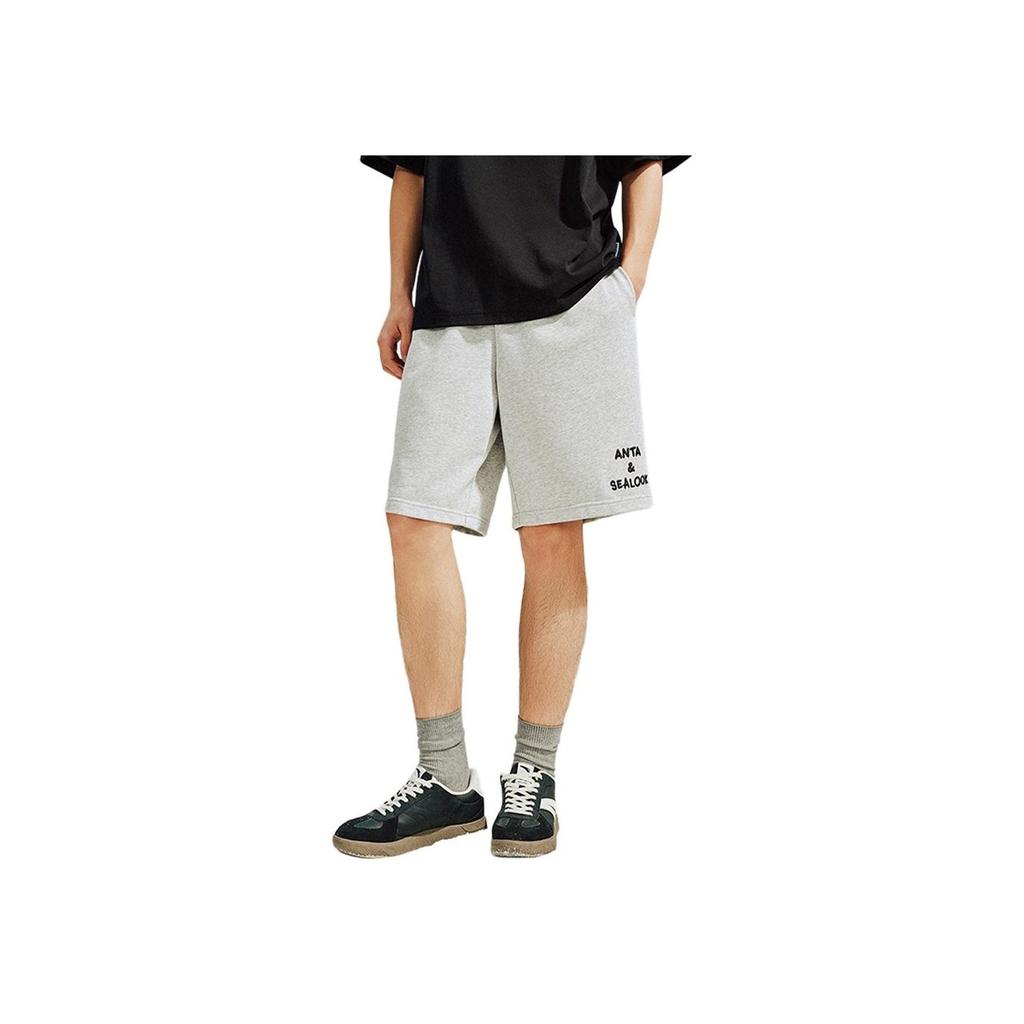 Anta X Seal Look Collaboration Lifestyle Series Sport Simple Letter Loose Fit Casual Shorts Men Shorts Gray Gray-Floral 952528308-1