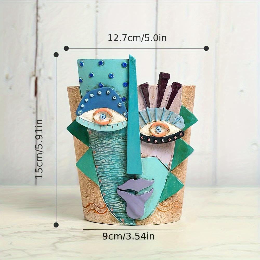 New Mayan Creative Abstract Face Colorful Flower Pot Resin Miniature Model for Garden Outdoor Plants