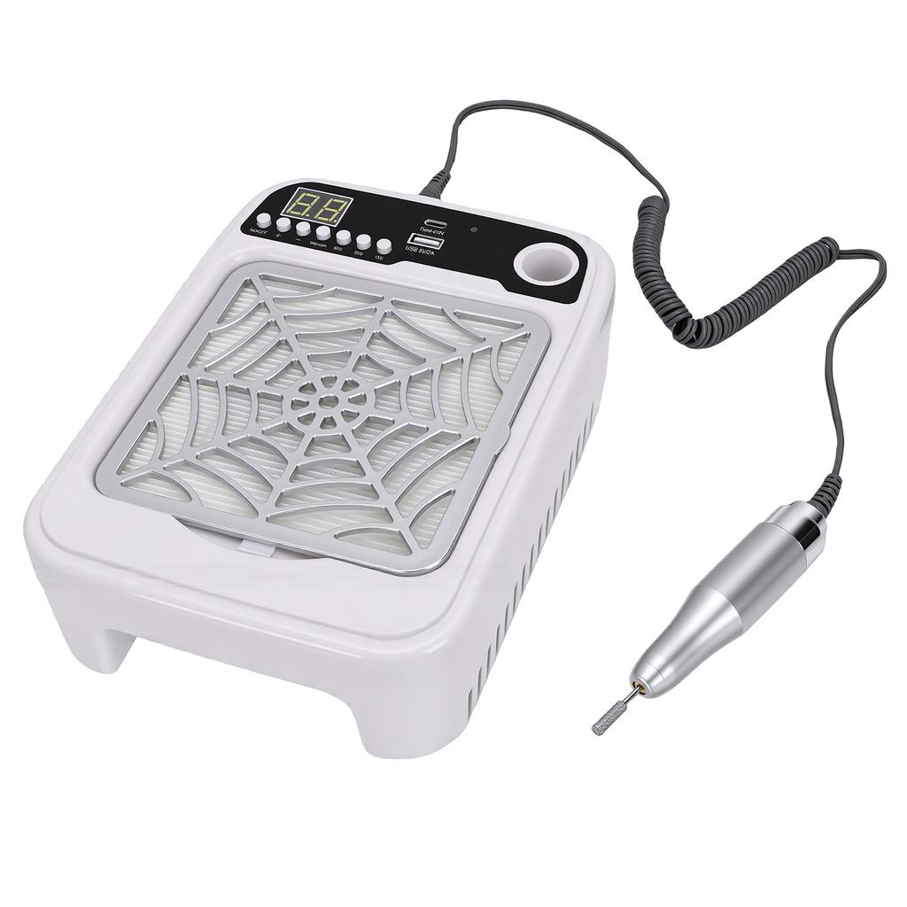 3 in 1 Nail Vacuum Cleaner with Drill Lamp, 35000 RPM 8 Speeds LED Display, for Professional Home Manicure