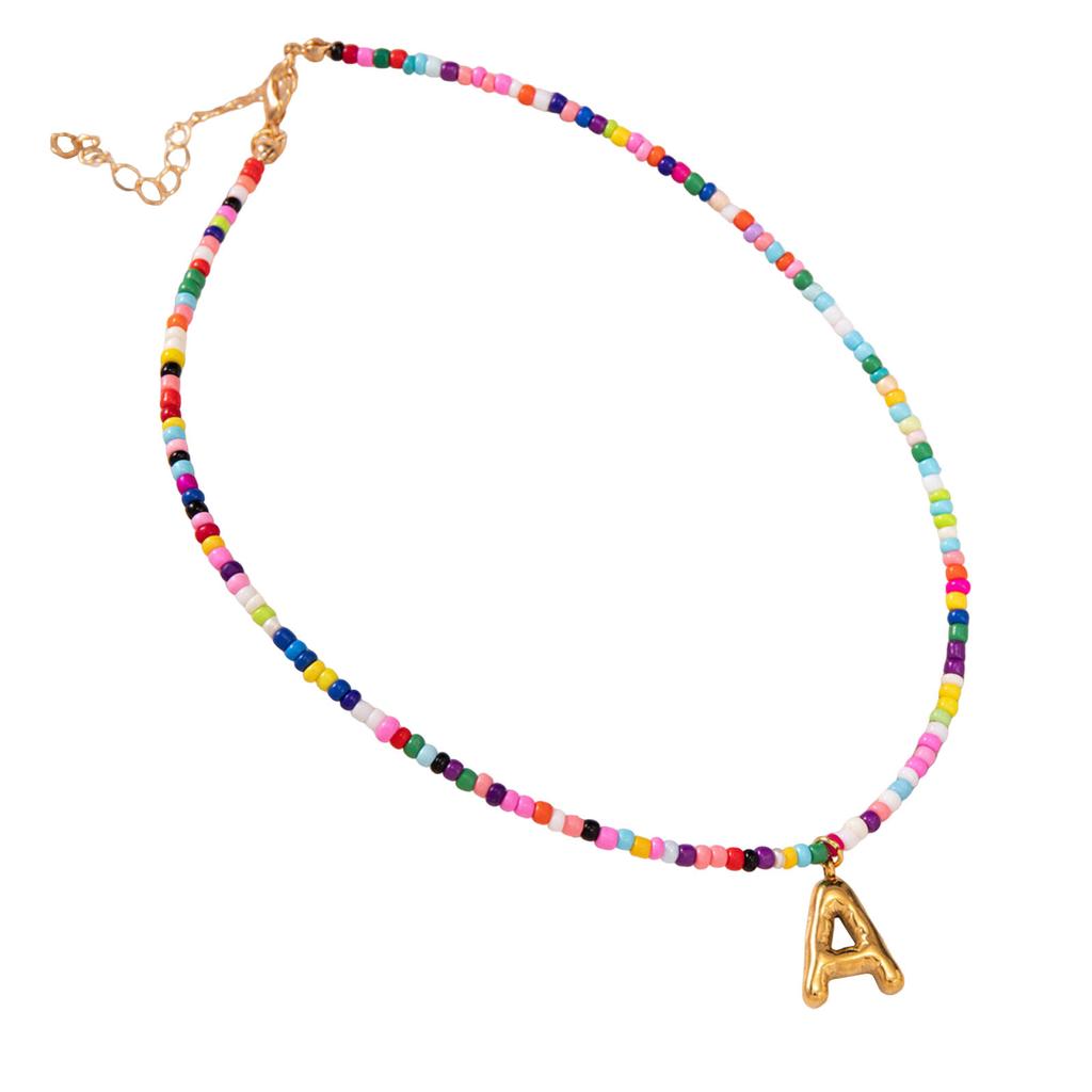 Colorful Initial Necklaces Christmas Gifts for Girls Grandkids Teenage Birthday Gifts, Gold Letter Pendent Necklace Jewelry