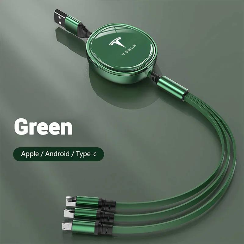 

Car Sticker 2025 New Tesla 3 In 1 Car Data Cable Scalable Phone Fast Charging Cable For Tesla Model 3 S X Y Roadster Cybertruck