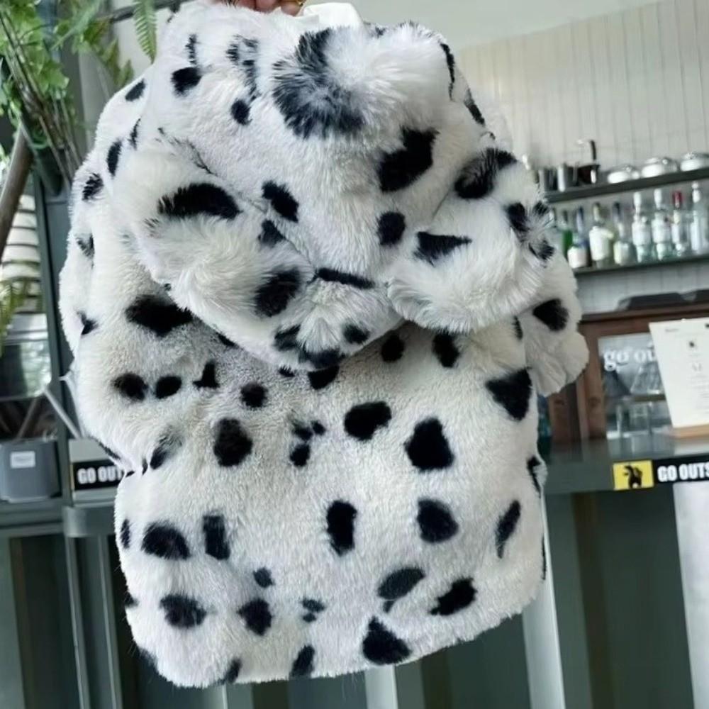 Warm Lining Dog Fur Coat Leopard Print Cat Clothes Comfortable Dog Sweatshirt Medium Dog Breeds