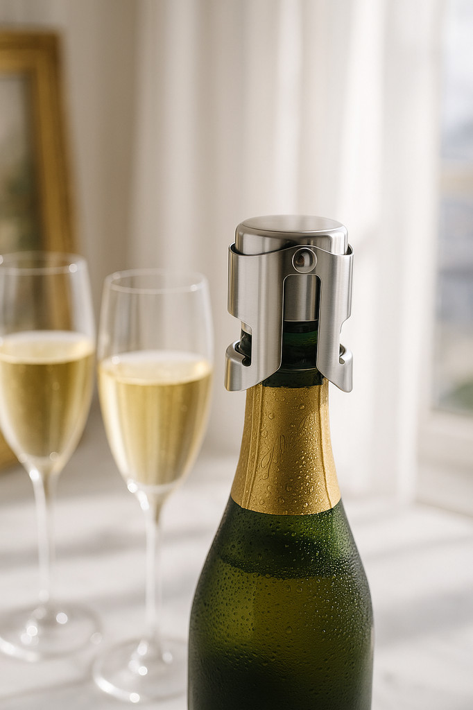 Stainless Steel Sparkling Wine Stopper Double Button Champagne Stopper for Home and Bars Bubble Fizzy Bottles from 15-20mm