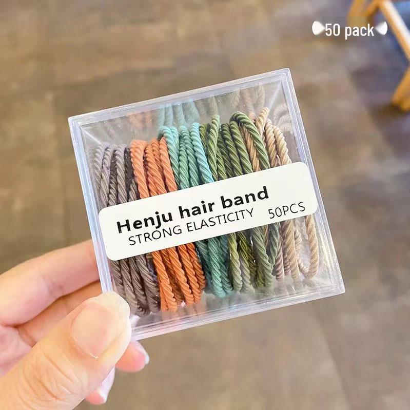 Koreanische Hochelastische Haargummis - 50er-Pack Köper Einfaches Design für Damen-Pferdeschwänze
