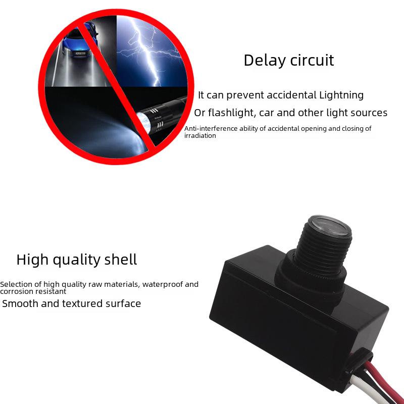 High-Power 110V/220V Outdoor Light Sensor: Activates at Night, Stays Off During Day