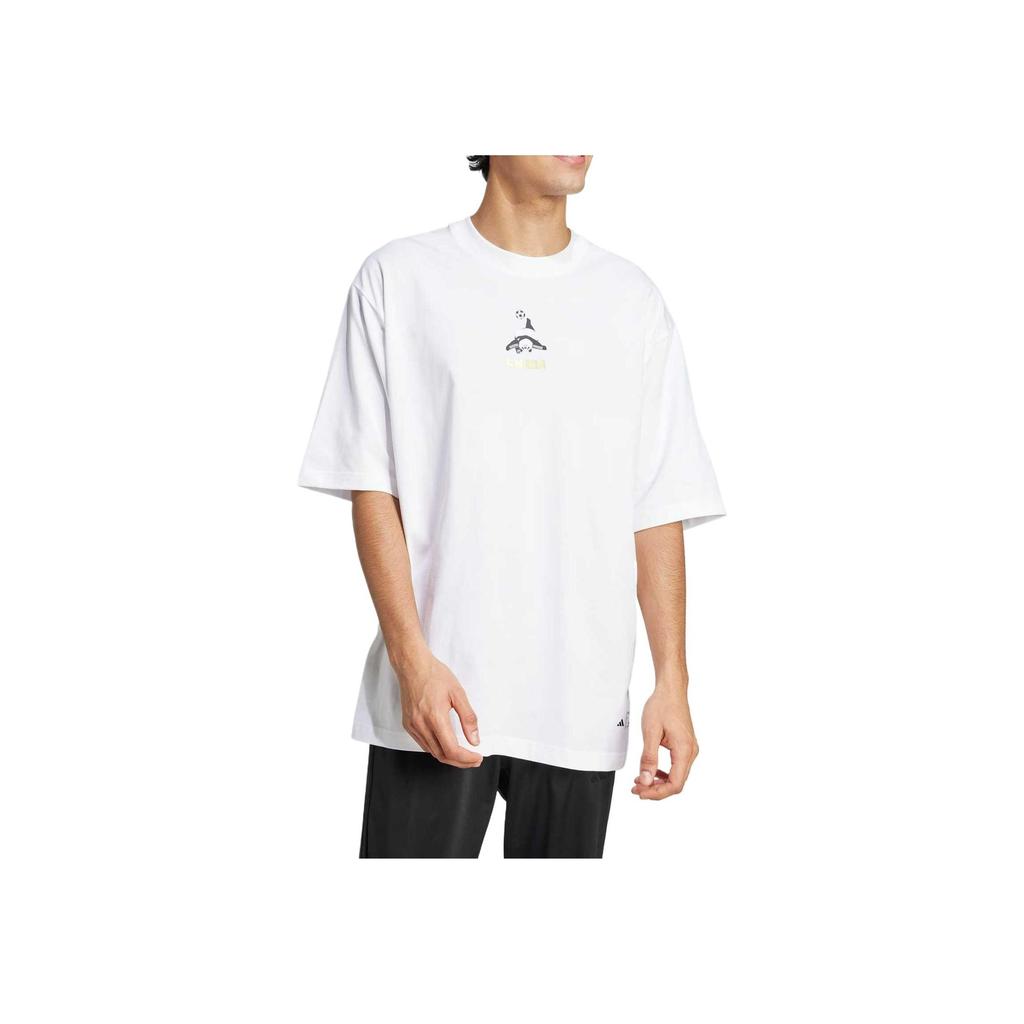 Adidas Panda Goal Print Sports Casual Crew Neck Short Sleeve T-Shirt Unisex Tops White JZ3269
