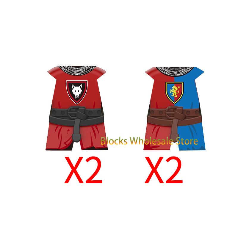 Medieval Military Castle Knight Building Blocks - King Figures with Helmet Armor and Weapon Accessories
