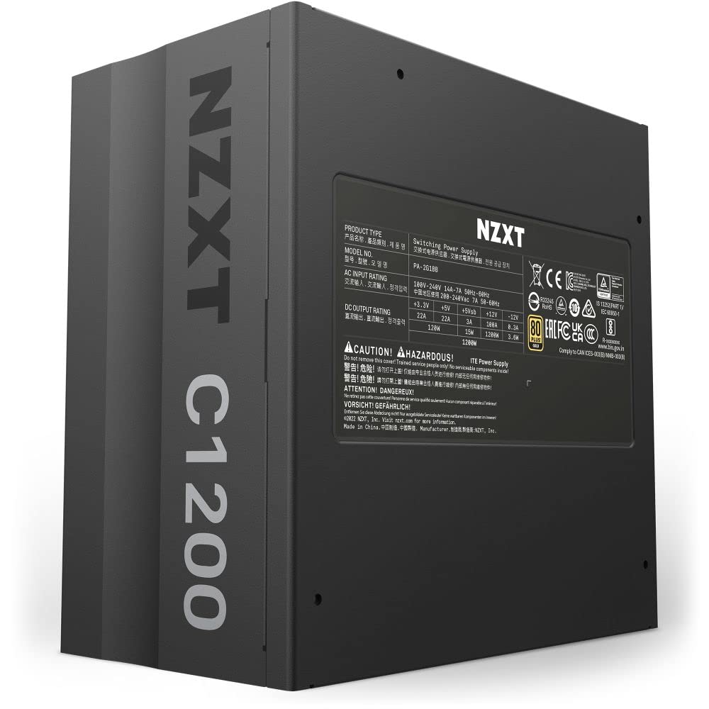 NZXT C1200 Gold PC Power Supply Unit 1200W 80PLUS Gold 3180 Power Supply ATX3.0 PA-2G1BB-JP Plug-in