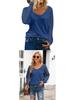 New Women's Patchwork Long Sleeve Striped Casual Loose Top