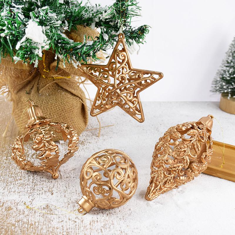 4/8 Stück Weihnachtskugel-Ornamente Gold Hohlstern Anhänger Weihnachtsbaum Hängende Dekoration für Zuhause 2026 Neujahr Navidad Geschenke