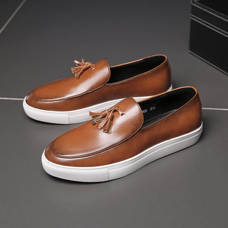 Fashion Autumn Loafers Men's Tassel Slip-On Slip-On Comfortable Men's Leather Shoes Casual Shoes Fashion Oxford Shoes Large Size 38-47