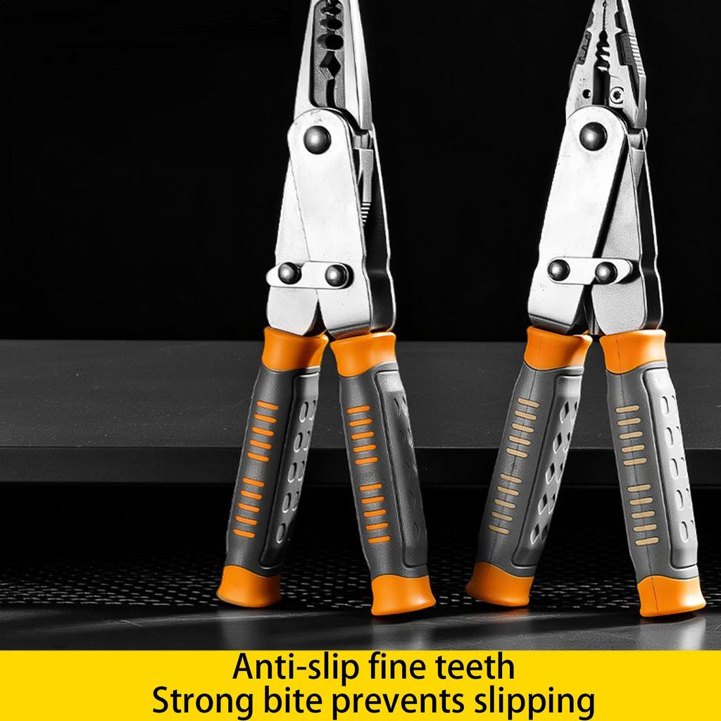 Electric Wire Stripper 2-in-1 Shears Tool Cutting Nipper For Electrical Work Stripping Cutting Crimping Peeling Wires Cables