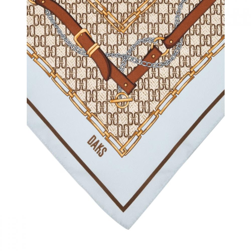 Daks Silk 100 Blue Dd Logo Triangle Scarf Ring Set Dcsc6f392b2