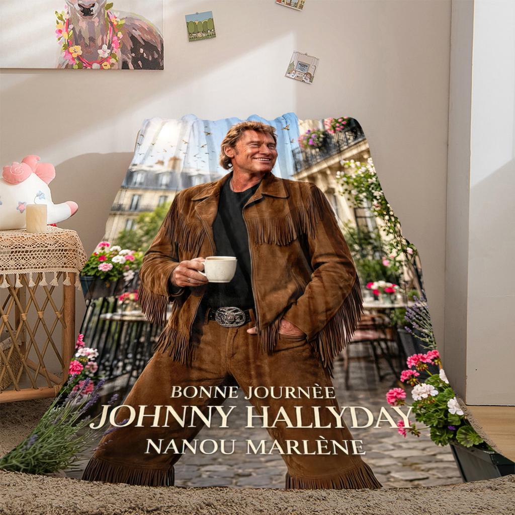 French legendary rock singer and actor Johnny Hallyday blanket soft home furnishing nap decoration four seasons warm Sherpa blanket U6