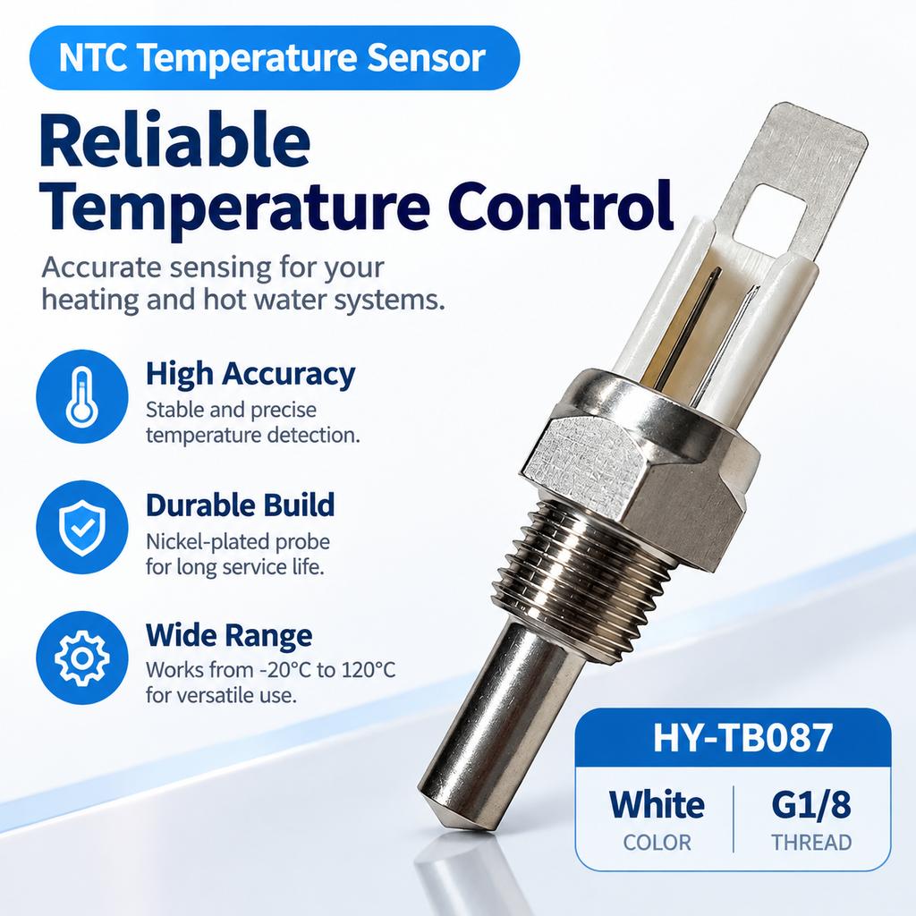 NTC Temperature Sensor with G1/8 Thread and Nickel-Plated Probe 10K 3435 for Water Heater