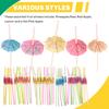 Premium-50 Umbrella Parasol Drinking Straws, Hawaiian Beach Cocktail Luau Party Decorations Supplies